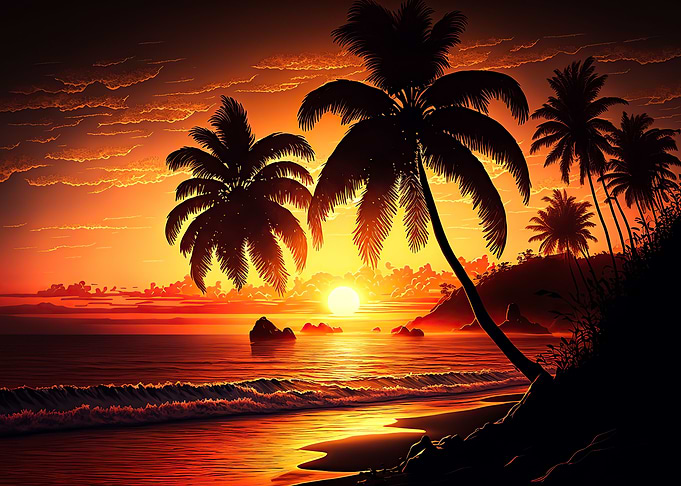 Beach sunset landscape
