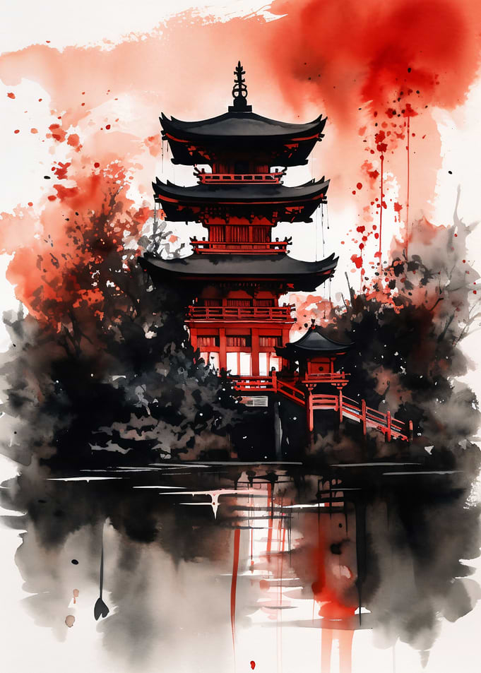 Red Black Watercolor Tem