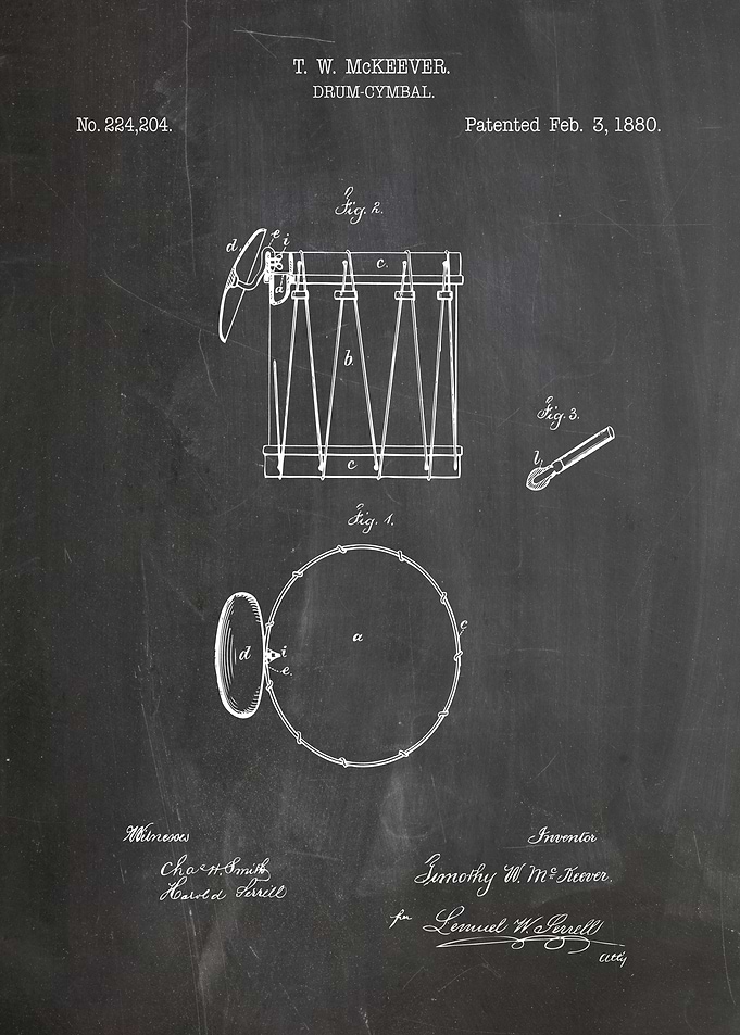 Cymbal drum patent 1880