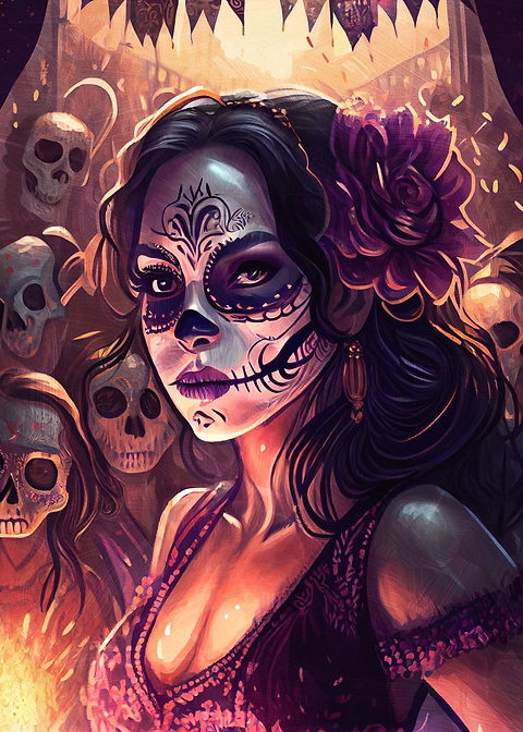 Festival of Life — sugar skull metal wall art
