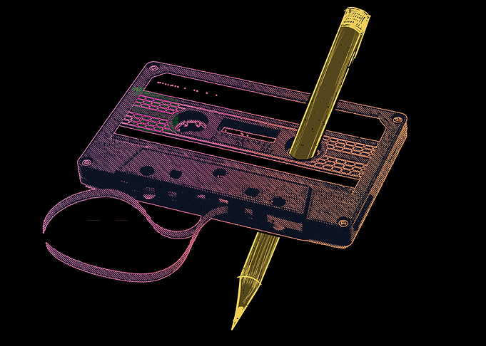 Cassette with pen Retro