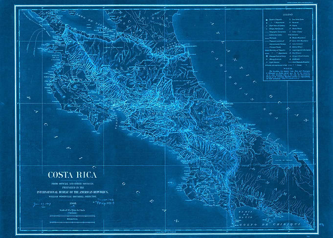 Costa Rica blue map