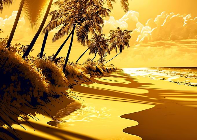 Beach sunset landscape