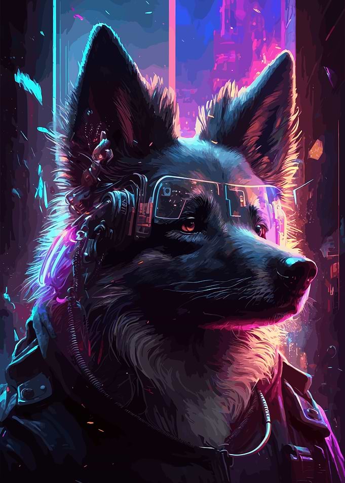 Cyberpunk Husky Dog