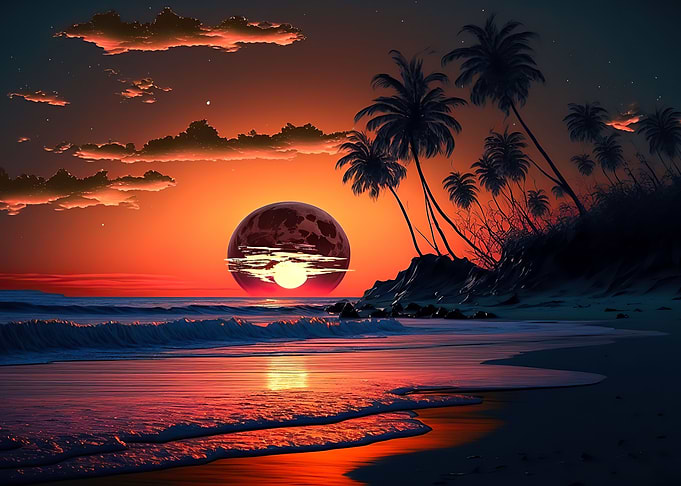 Beach sunset landscape