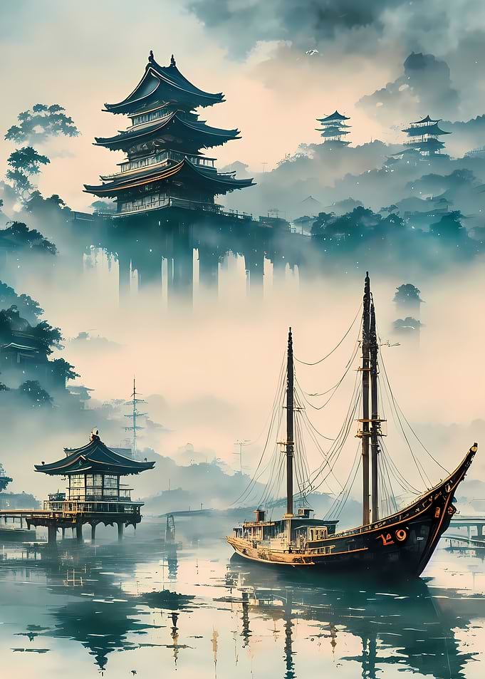 Vintage bot River Asian
