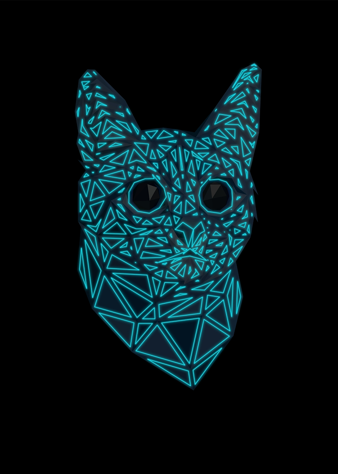 Cat Lowpoly Neon