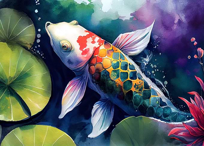 Watercolor Koi Fish
