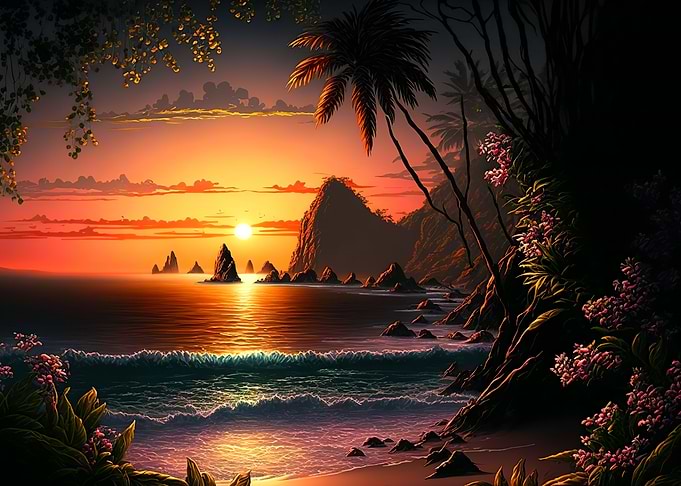 Beach sunset landscape