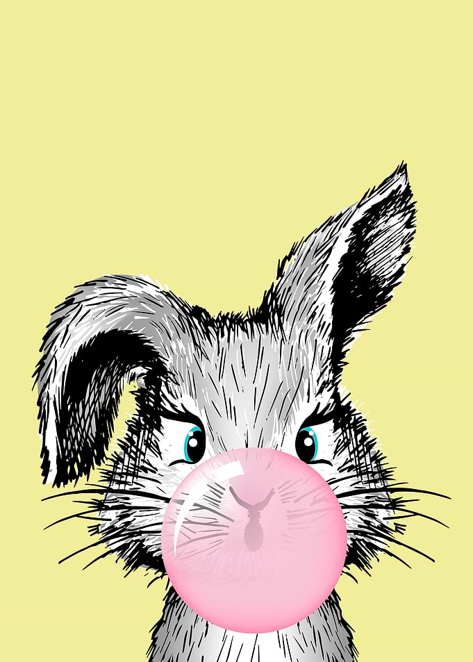 bunny with bubble gum