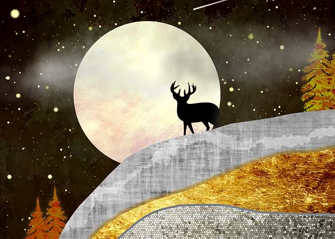 Deer Moon Landscape