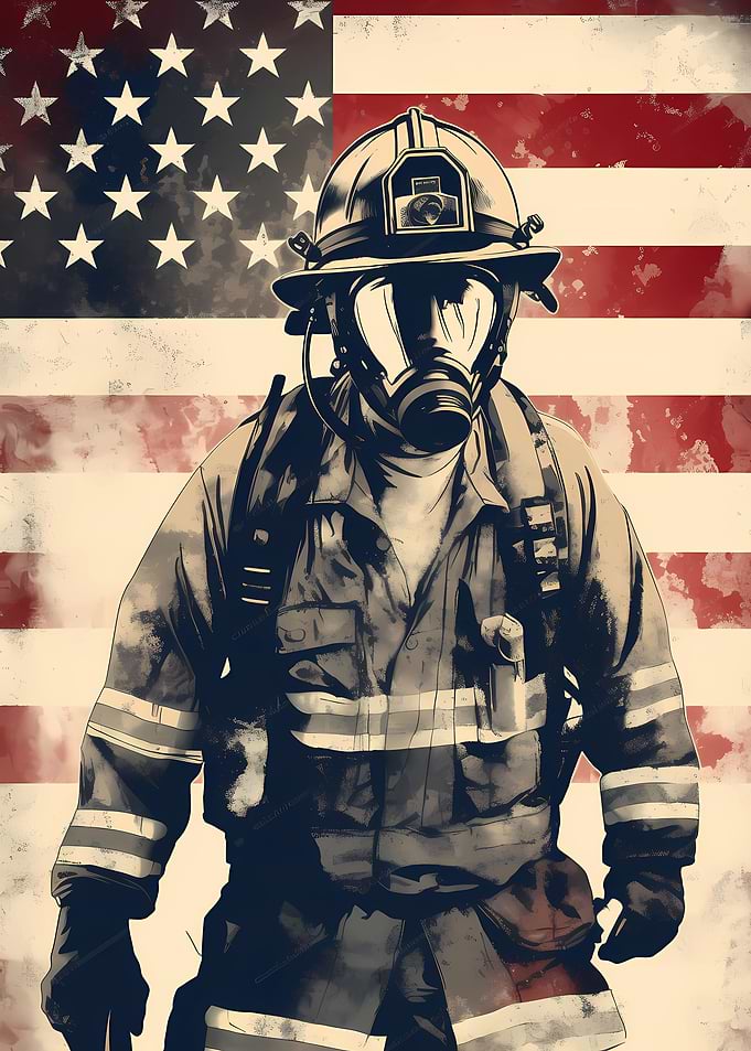 Firefighter USA Flag