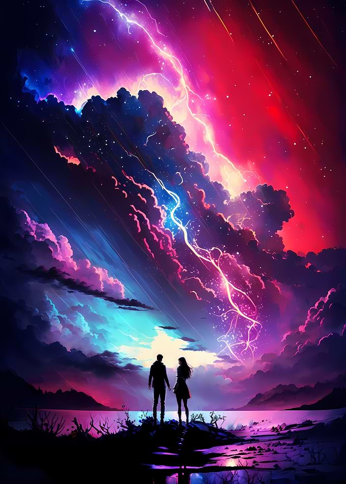 Lightning Galaxy Landscape