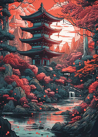 painted japanese land