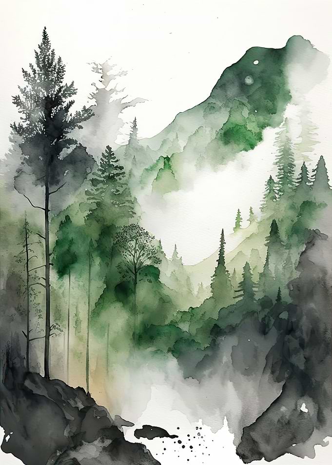 Foggy Green Forest