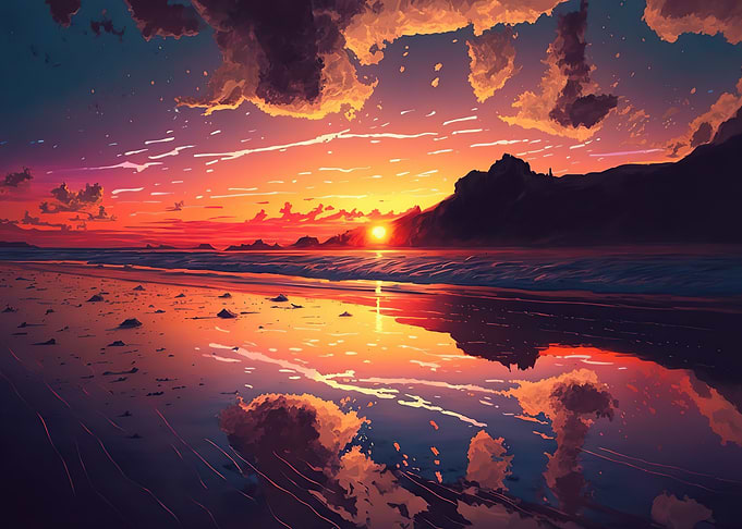 Beach sunset landscape