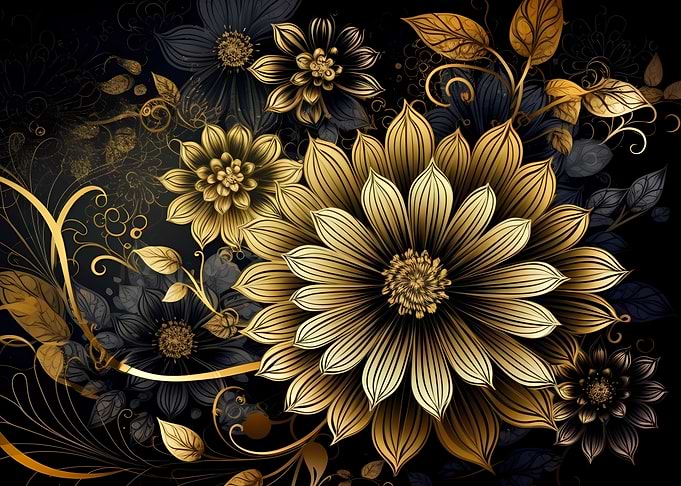 Golden floral background