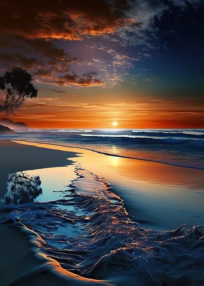 Beach sunset landscape