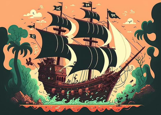 pirate ship landscape