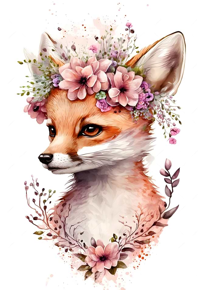 Pinky Floral Fox
