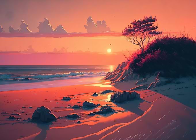 Beach sunset landscape