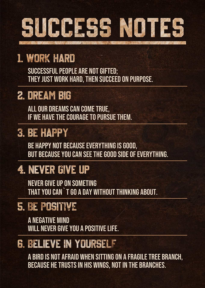 success notes metal wood