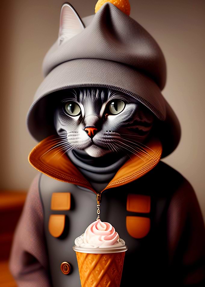 CAT EAT ICE CREAM