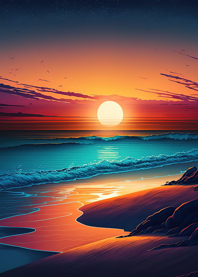 Beach sunset landscape