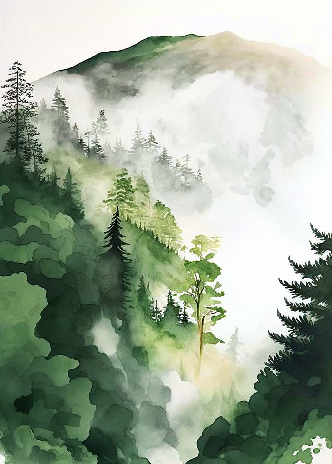 Foggy Green Forest