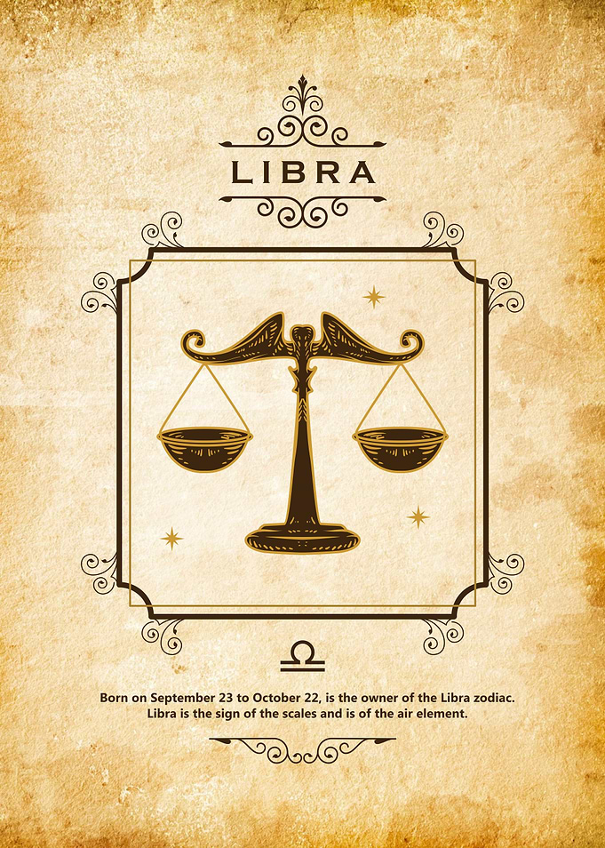retro libra zodaic