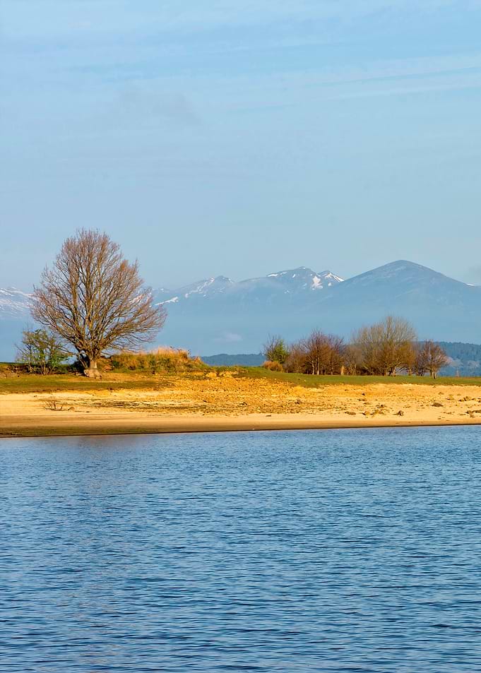 Calm lake landscape blue