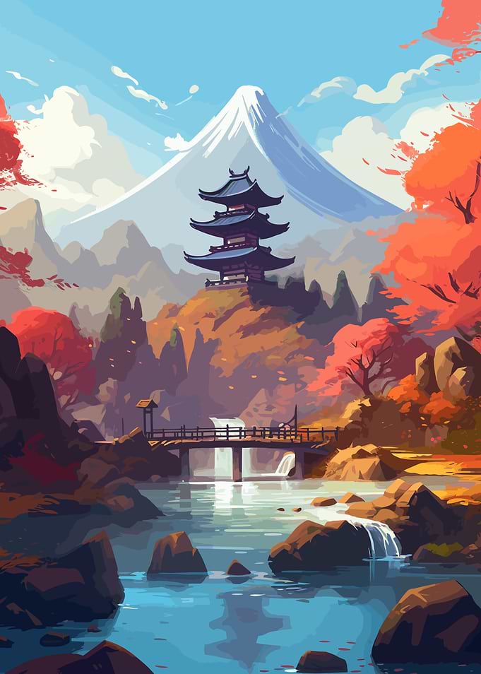 Sacred Temple Waterfall