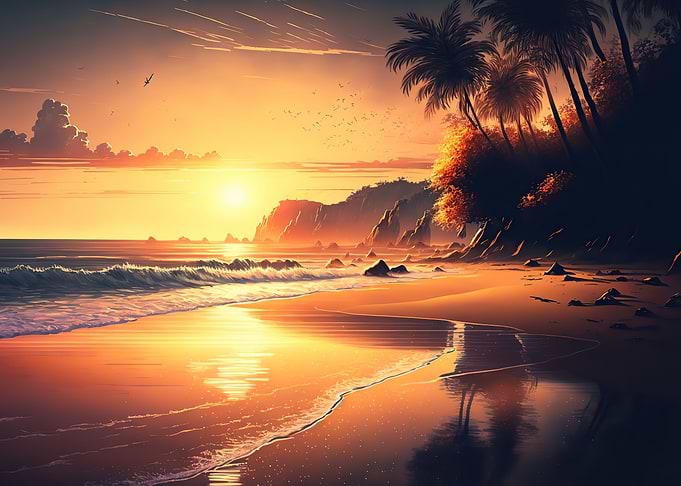 Beach sunset landscape