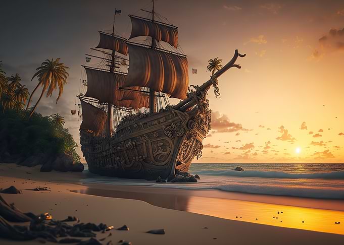 pirate ship landscape