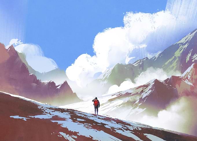 Scenery of hiker