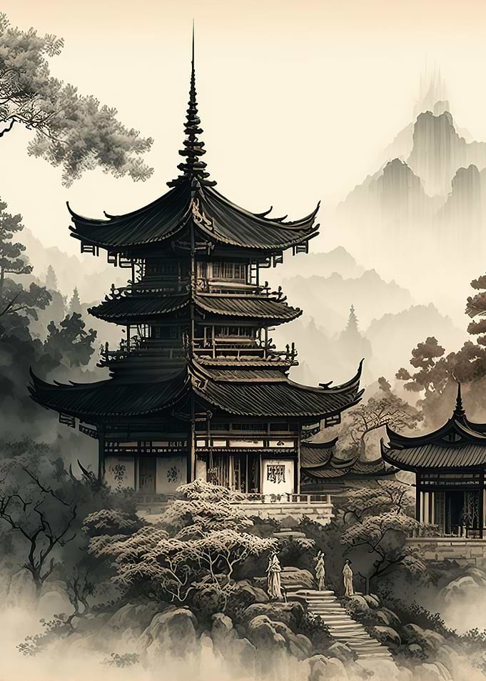 Japan Landscap Watercolor