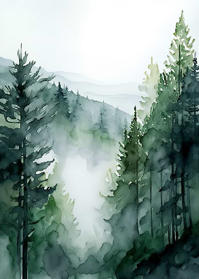 Foggy Green Forest