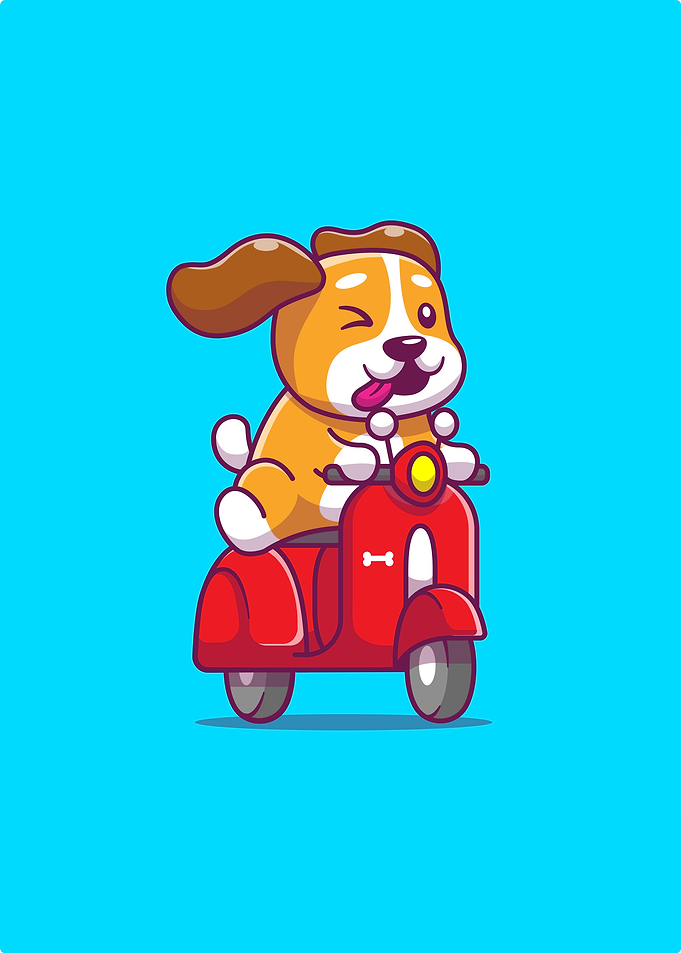 Cute Dog Riding Scooter