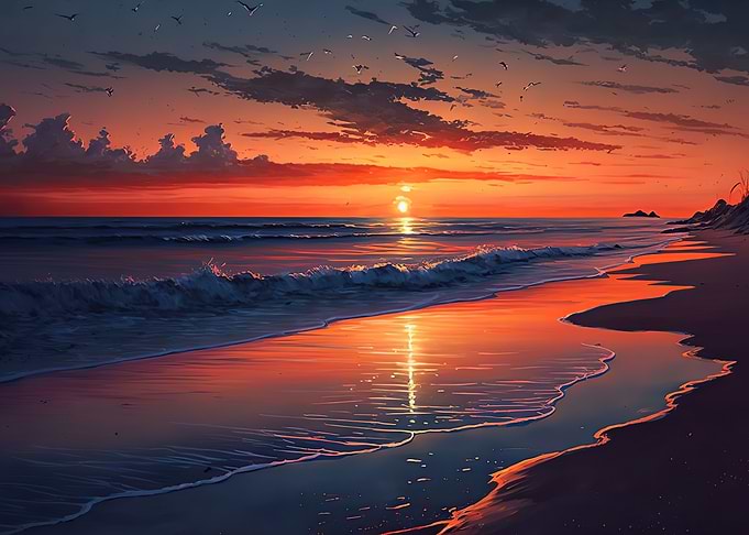 Beach sunset landscape