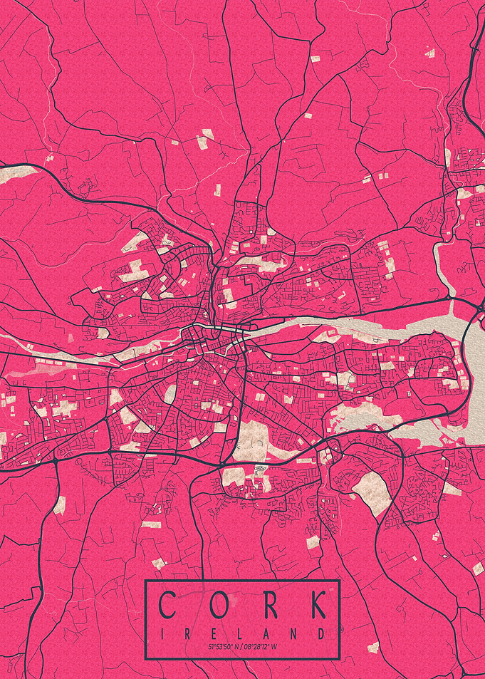Cork City Map Blossom