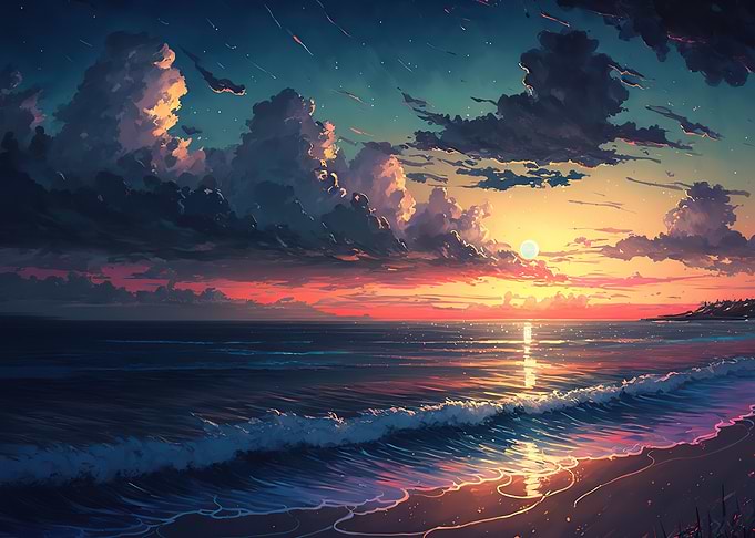 Beach sunset landscape