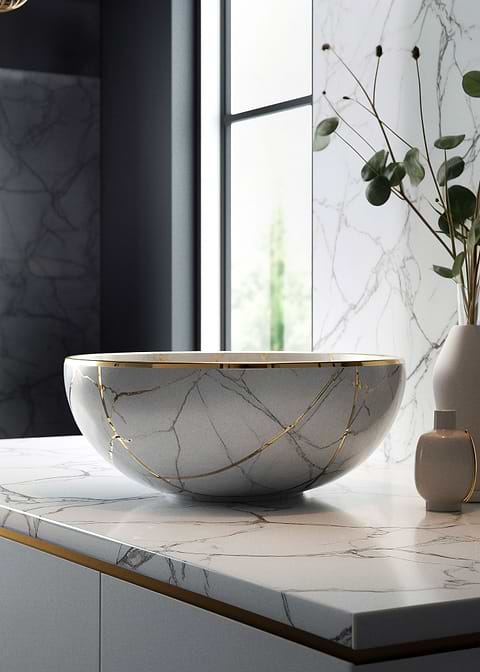 Marble Elegance — kitchen metal wall art