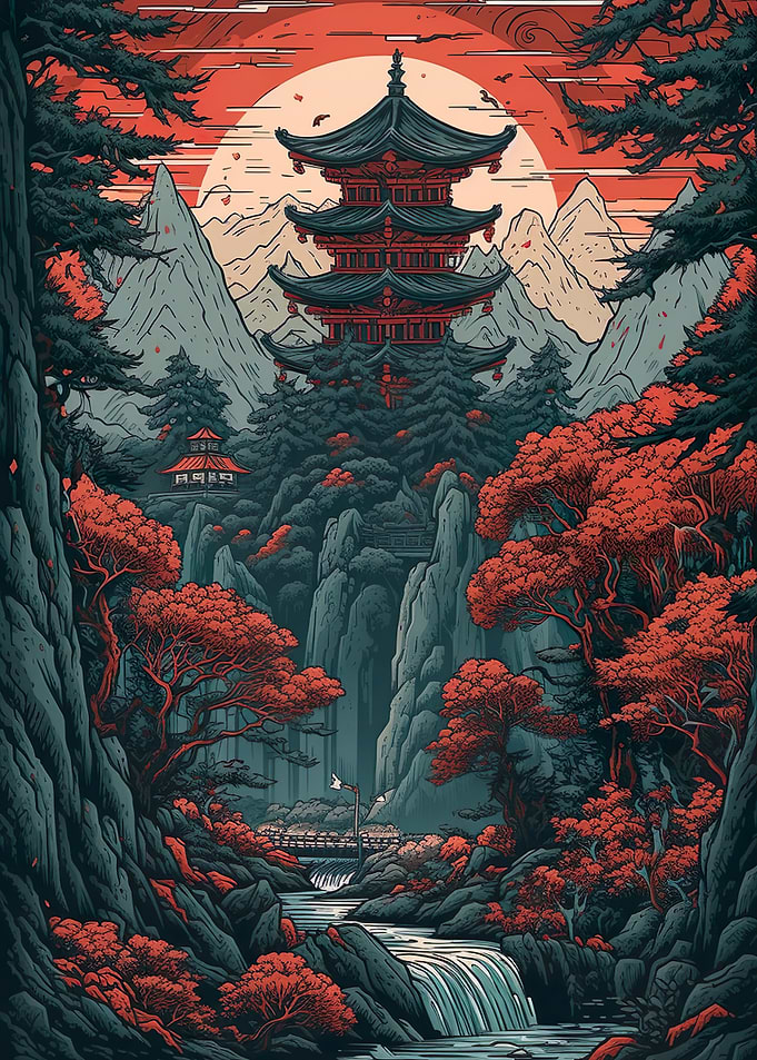japanese cliff painting