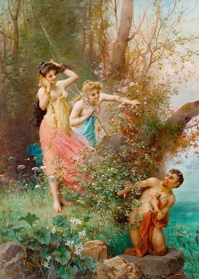 Two Nymphs by the water