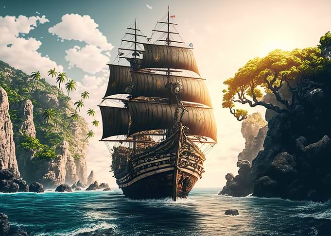 pirate ship landscape