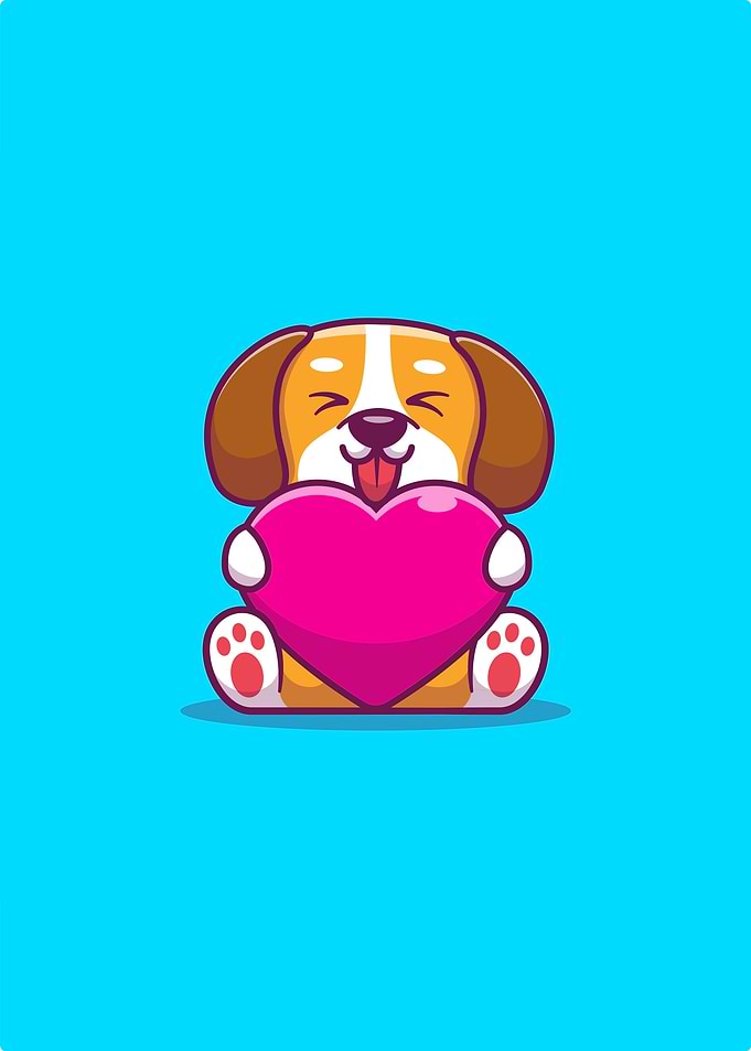 Cute Dog Holding Heart