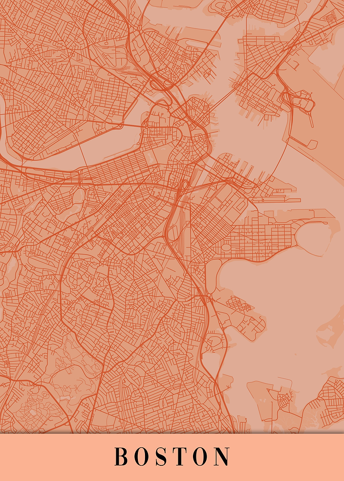 Boston Orange Map USA