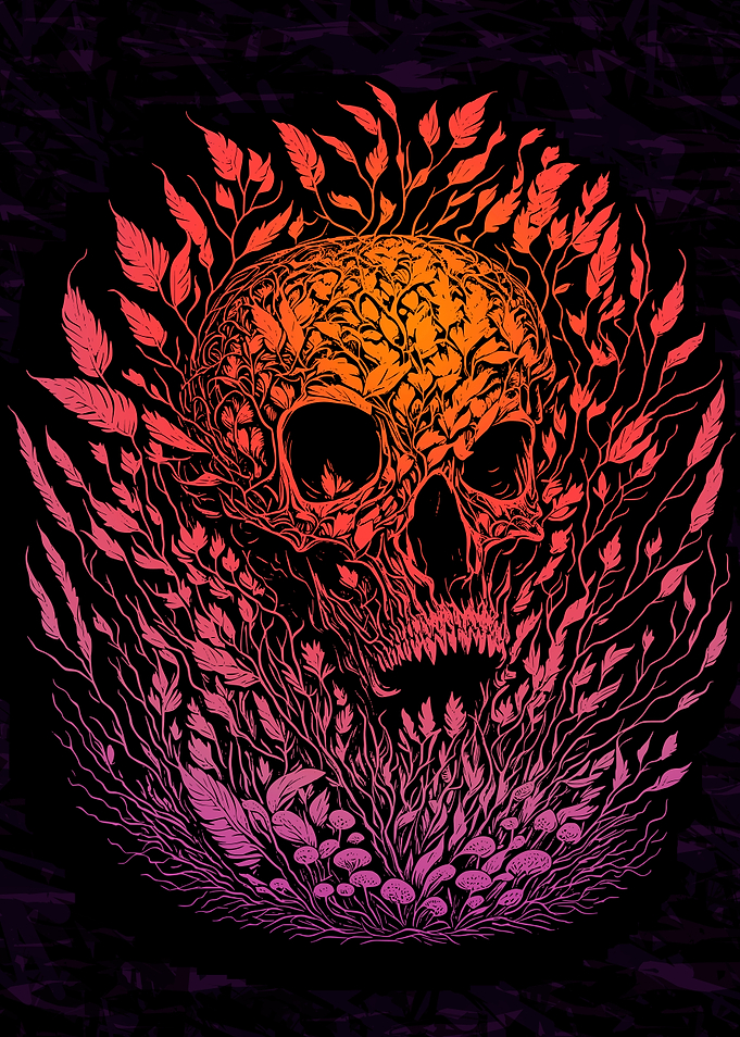 Psychedelic Fern Skull