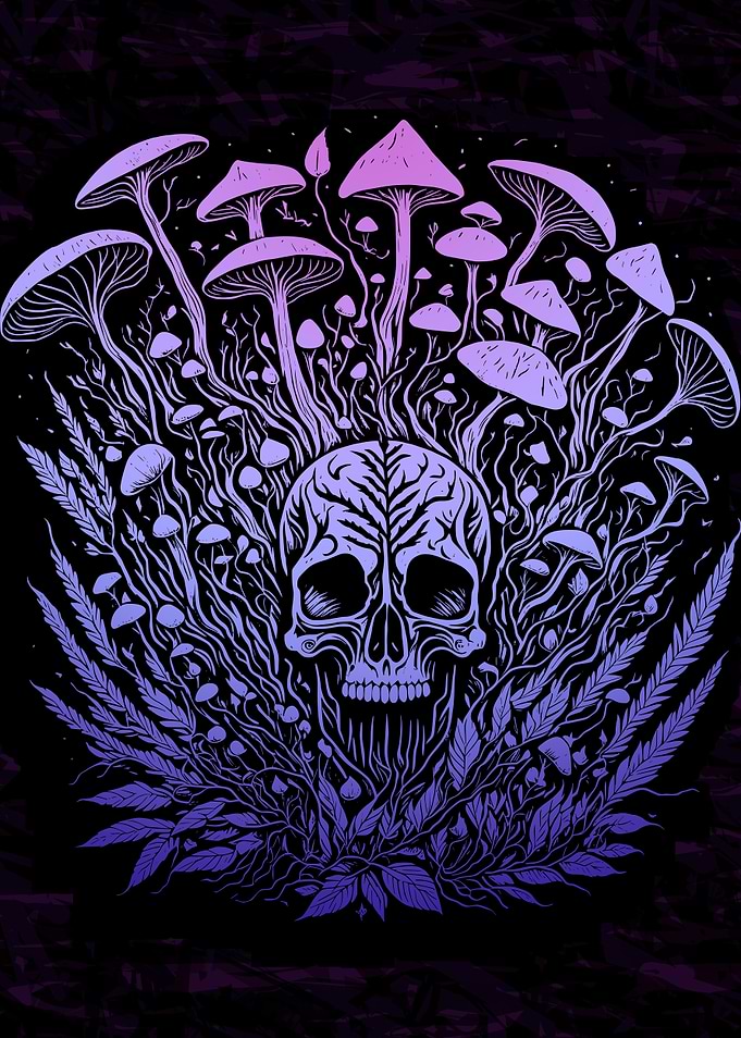 Psychedelic Fern Skull