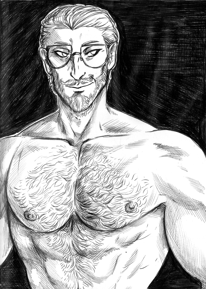 Hairy man with glasses
